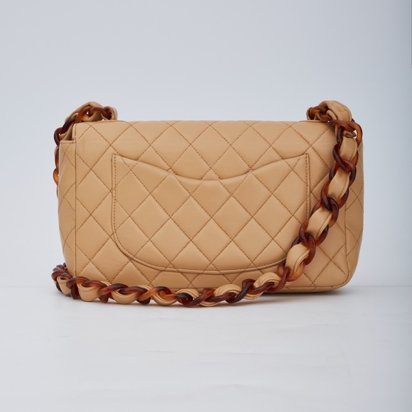CHANEL BEIGE TORTOISE SHELL CHAIN CLASSIC FLAP BAG (CIRCA 1994) - Picture 2 of 11